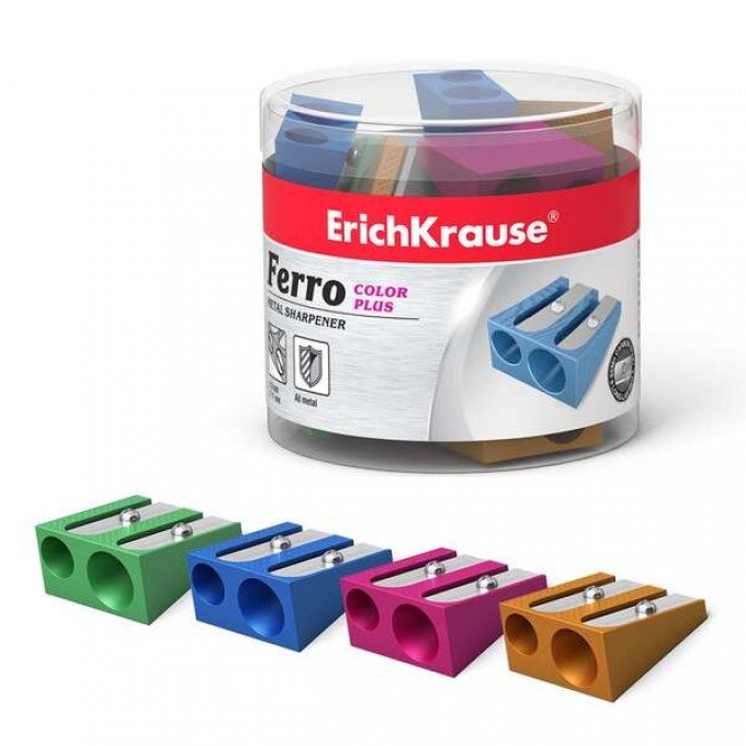 1 Temperamatite ErichKrause doppio foro diametro 8 e 11 mm in alluminio - Colori assortiti