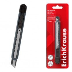 Taglierino ErichKrause Butterfly Classic 9 mm – Blocco Automatico – Grigio – Blister 1 pz