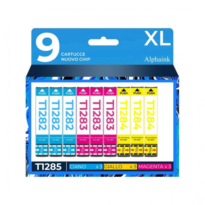 9 Cartucce Epson T1285 C13T12854010 Nero + Colore Compatibili