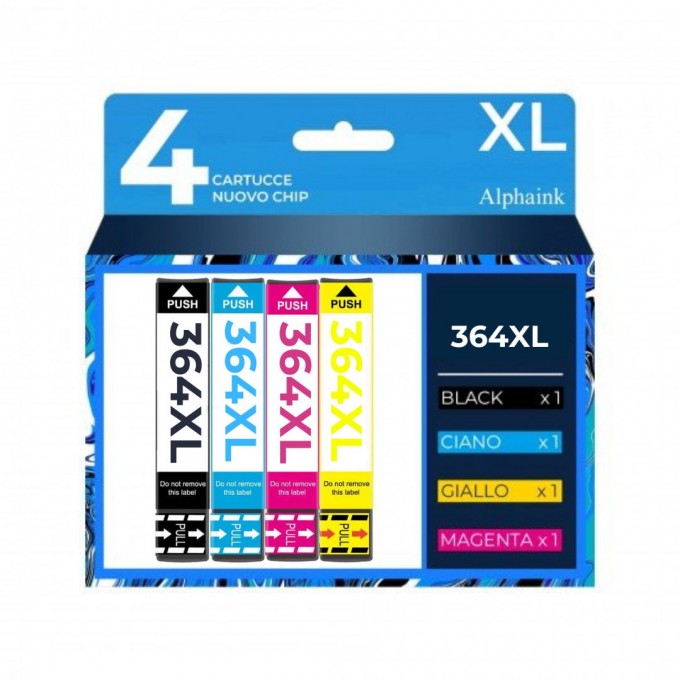 4 Cartucce HP 364XL N9J73AE Nero + Colore CON CHIP Compatibili