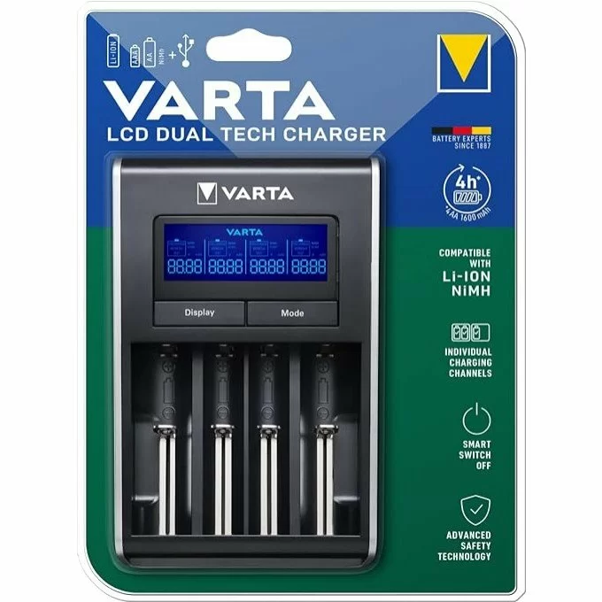 Caricabatterie Varta Dual Tech Charger Ni-MH Li-ioni e USB Caricabatterie Varta Dual Tech Charger Ni-MH Li-ioni e USB