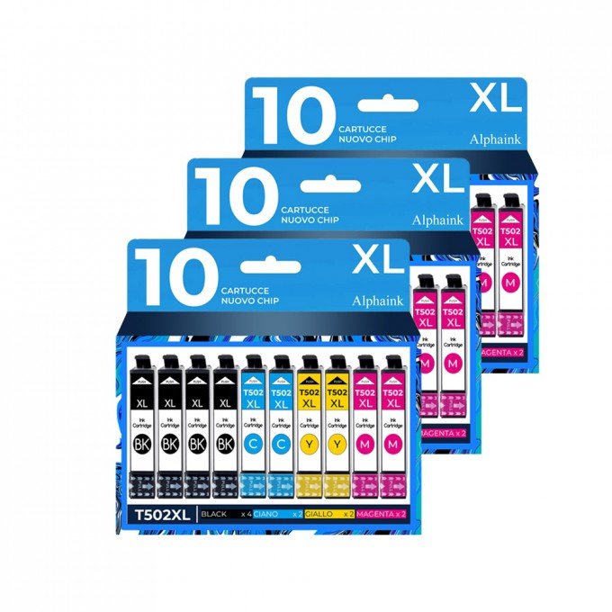 30 Cartucce Epson T502XL C13T02W64020 Nero + Colore Compatibili