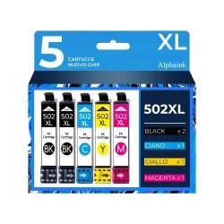 5 Cartucce Epson T502XL C13T02W64020 Nero + Colore Compatibili