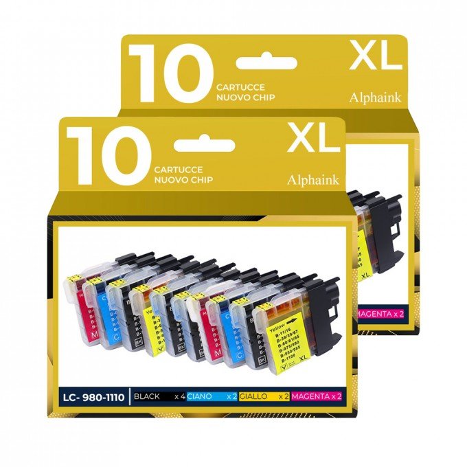 20 Cartucce Brother LC-980 LC-1100 Nero + Colore Compatibili