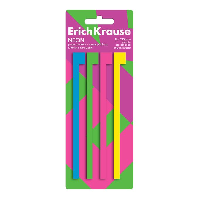 Segnapagina in plastica ErichKrause Neon, 12х130 mm, 80 fogli, 4 colori