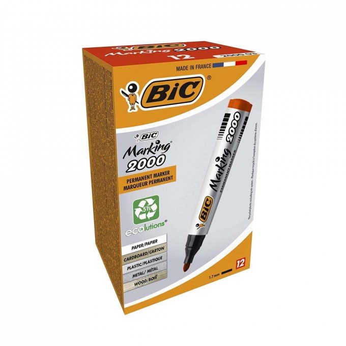 BIC Marking 2000 Pennarelli Indelebili Colore Rosso Punta Tonda (1.7 mm) Confezione da 12 Marcatori