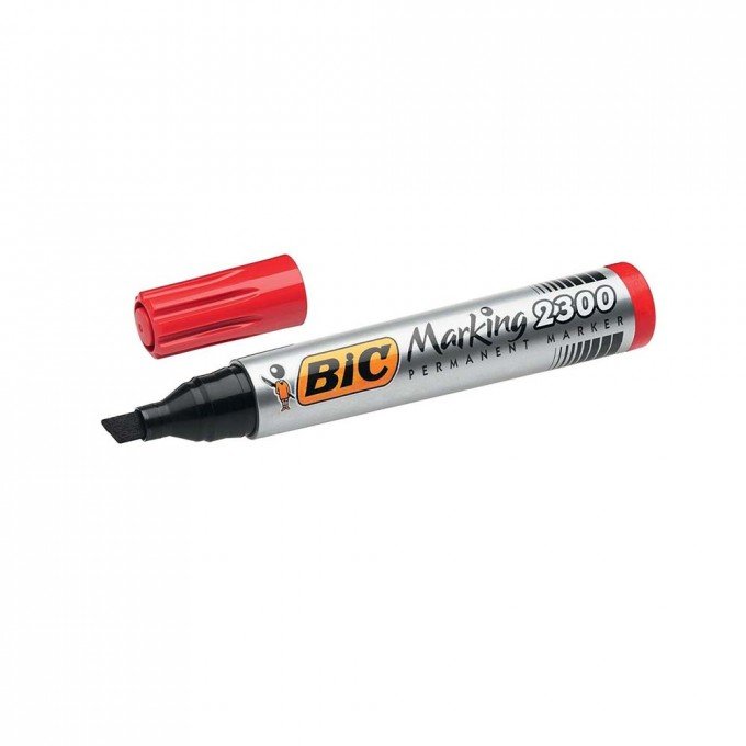 BIC Marking 2300 Pennarello Permanente Colore Rosso Punta Resistente 3.7 5.5 mm Confezione da 12 Marcatori