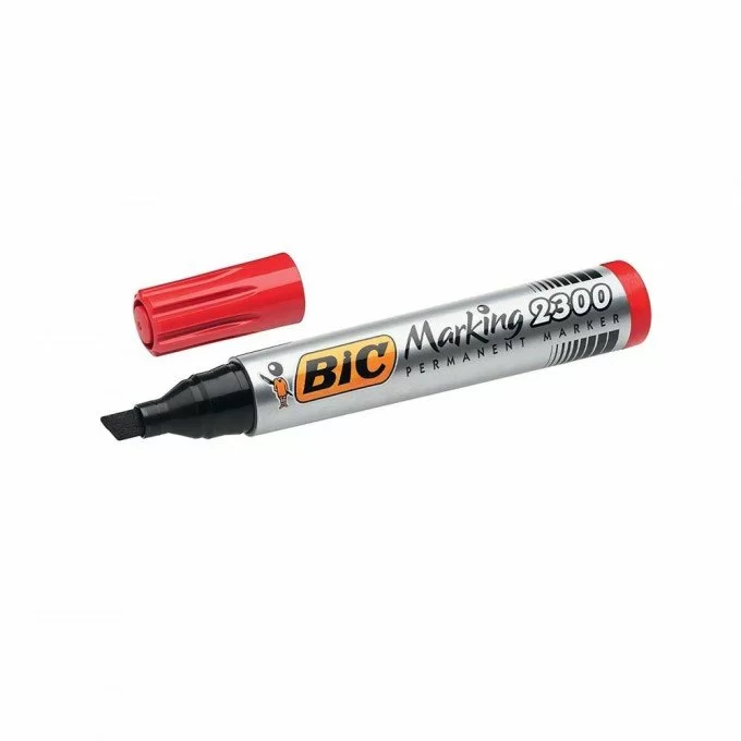BIC Marking 2300 Pennarello Permanente Colore Rosso Punta Resistente 3.7 5.5 mm Confezione da 12 Marcatori
