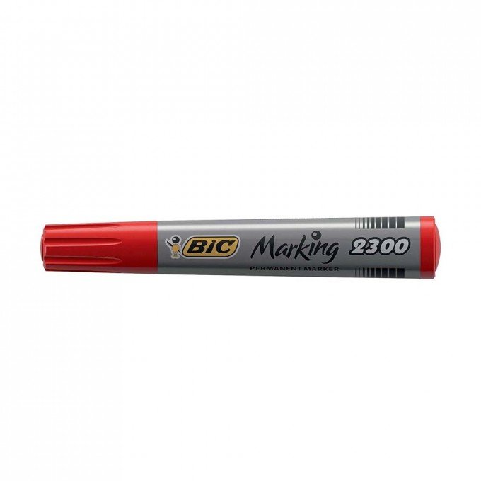 BIC Marking 2300 Pennarello Permanente Colore Rosso Punta Resistente 3.7 5.5 mm Confezione da 12 Marcatori