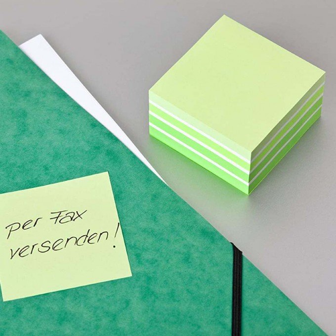 Post it Super Sticky Cubo da 450 Foglietti Adesivi 76 mm x 76 mm Multicolore Verde Ultra Giallo Neon Blu Ultra Viola Neon Blu