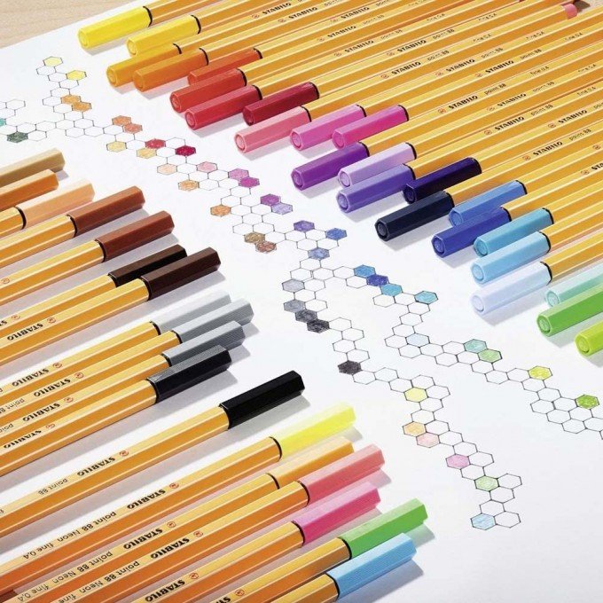 Stabilo Fineliner point 88 Astuccio con 10 penne tratto da 0,4 mm Colori Assortiti