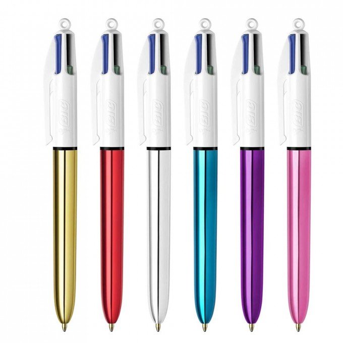 Penna a Scatto Bic 4 Colori Original COLOUR SHINE Confezione da 12 penne