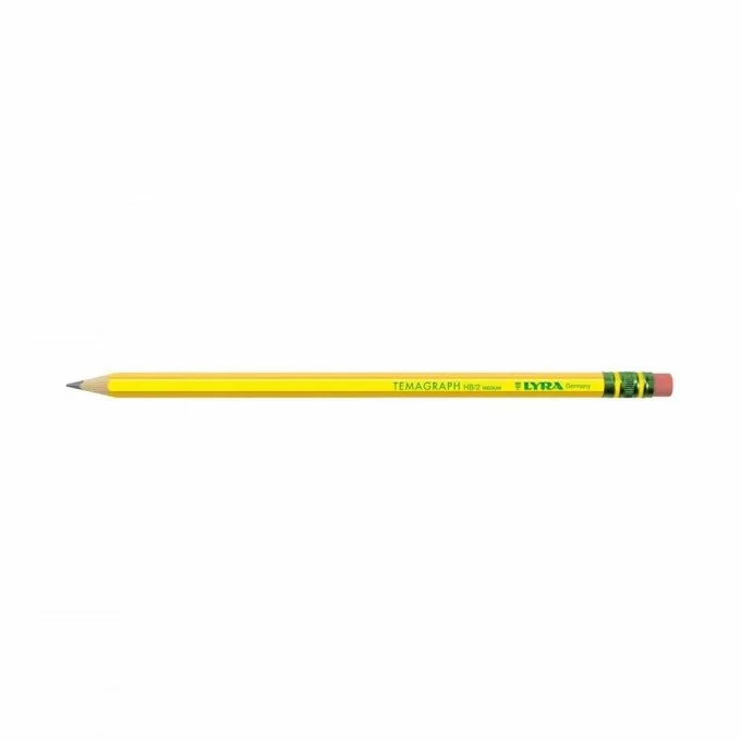 Matite Lyra Temagraph Grafite 2HB con Gomma per Cancellare Confezione da 12 matite