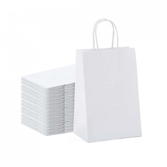 Sacchetto Shopper Colore Bianco 16x8x21 cm Confezione da 25