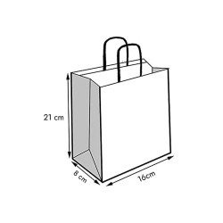 Sacchetto Shopper Colore Bianco 16x8x21 cm Confezione da 25