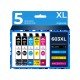 5 Cartucce Epson T603XL C13T03A64020 Nero + Colore Compatibili 