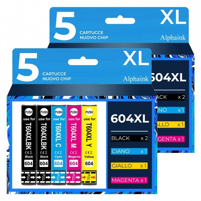 10 Cartucce Epson T604XL C13T10H14010 Nero + Colore Compatibili 