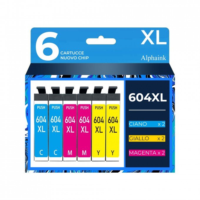 6 Cartucce Epson T604XL Colore Compatibili 