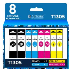 8 Cartucce Epson T1305 C13T13054510 Nero e Colori Compatibili