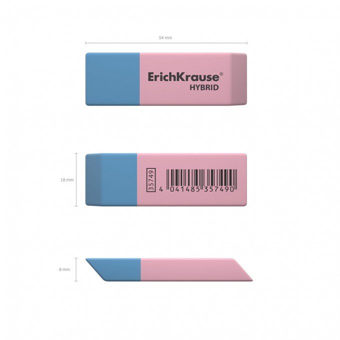 Gomma bifacciale ibrida Erichkrause - Diversi gradi di durezza - Gomma termoplastica ipoallergenica - Colore rosa e blu