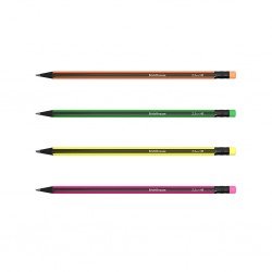 Confezione da 4 matite triangolari in grafite con gomma - Durezza HB - Gomma termoplastica ipoallergenica Confezione da 4 matite triangolari in grafite con gomma - Durezza HB - Gomma termoplastica ipoallergenica