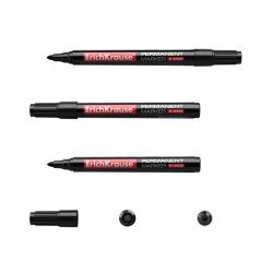 12 Pennarelli permanenti Erichkrause P-200 - Punta a forma di proiettile - Resistente all'acqua e ai raggi UV - Colore nero 12 Pennarelli permanenti Erichkrause P-200 - Punta a forma di proiettile - Resistente all'acqua e ai raggi UV - Colore nero