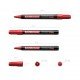 12 Pennarelli permanenti Erichkrause P-200 - Punta a forma di proiettile - Resistente all'acqua e ai raggi UV - Colore rosso