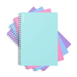 Quaderno a spirale ErichKrause, pastello, assortiti, A5, 80 fogli, a quadretti, copertina in plastica