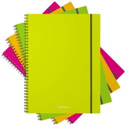Quaderno a spirale ErichKrause, Neon, assortito, A4, 80 fogli, a quadretti, copertina in plastica, chiusura elastica
