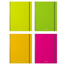 Quaderno a spirale ErichKrause, Neon, assortito, A4, 80 fogli, a quadretti, copertina in plastica, chiusura elastica Quaderno a spirale ErichKrause, Neon, assortito, A4, 80 fogli, a quadretti, copertina in plastica, chiusura elastica