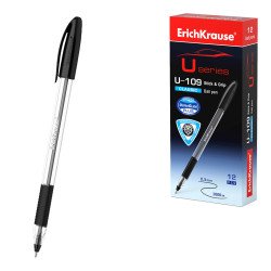 Penna a sfera ErichKrause U-109 Stick&Grip Classic 1.0, tecnologia Ultra Glide, colore inchiostro: nero (confezione da 12 pezzi) Penna a sfera ErichKrause U-109 Stick&Grip Classic 1.0, tecnologia Ultra Glide, colore inchiostro: nero (confezione da 12 pezzi)