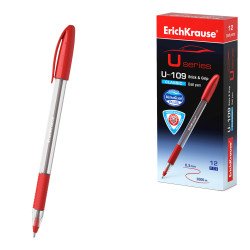 Penna a sfera ErichKrause U-109 Stick&Grip Classic 1.0, tecnologia Ultra Glide, colore inchiostro: rosso (confezione da 12 pezzi) Penna a sfera ErichKrause U-109 Stick&Grip Classic 1.0, tecnologia Ultra Glide, colore inchiostro: rosso (confezione da 12 pezzi)