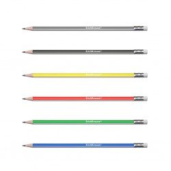 Matita in Legno Erichkrause Classic 101 HB Triangolare con gomma - Colori assortiti Matita in Legno Erichkrause Classic 101 HB Triangolare con gomma - Colori assortiti