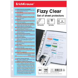 Set di fogli protettivi ErichKrause® Fizzy Clear, 40 mcm, A4 trasparenti (conf. 100 pezzi)