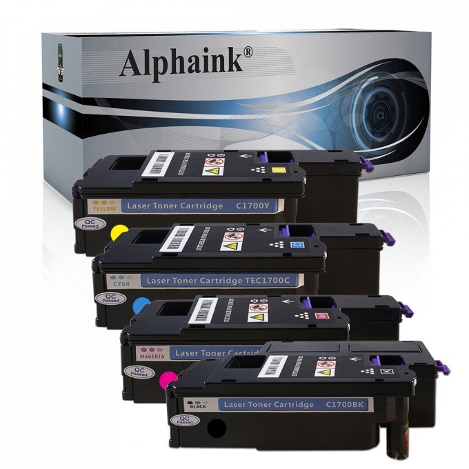  4 Toner Epson C1700 Nero + Colore S050614 S050613 S050612 S050611 Compatibili