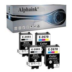 4 Cartucce Epson T2661/T2670 Nera + Colore Compatibile