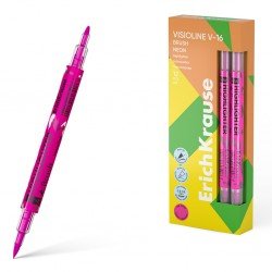 Evidenziatore a doppia punta ErichKrause Visioline V-16 Brush Neon, colore inchiostro: Rosa Evidenziatore a doppia punta ErichKrause Visioline V-16 Brush Neon, colore inchiostro: Rosa