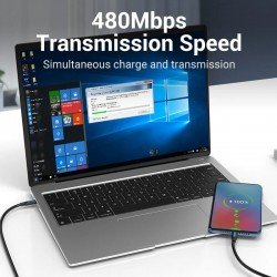 Cavo USB 2.0 C maschio a C maschio Vention  da 0.5 Metri – 480Mbps, 3A, ricarica rapida, PVC nero