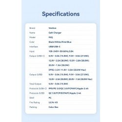 Caricatore Vention Nero GaN 2 Porte USB-C + USB-A 30W/30W – Spina EU – Ricarica Rapida e Compatta