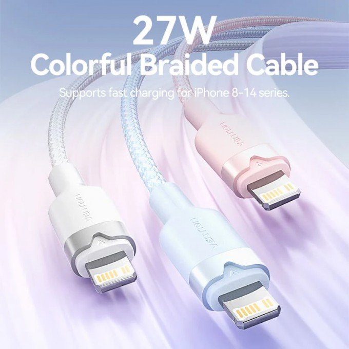 Cavo USB-C a Lightning 3A Vention Colore Nero 1 Metro – Ricarica rapida e trasferimento dati per dispositivi Apple