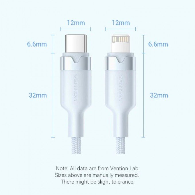 Cavo USB-C a Lightning 3A Vention Colore Nero 1 Metro – Ricarica rapida e trasferimento dati per dispositivi Apple