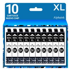 10 Cartucce Epson T604XL-BK C13T10H14010 Nero Compatibile