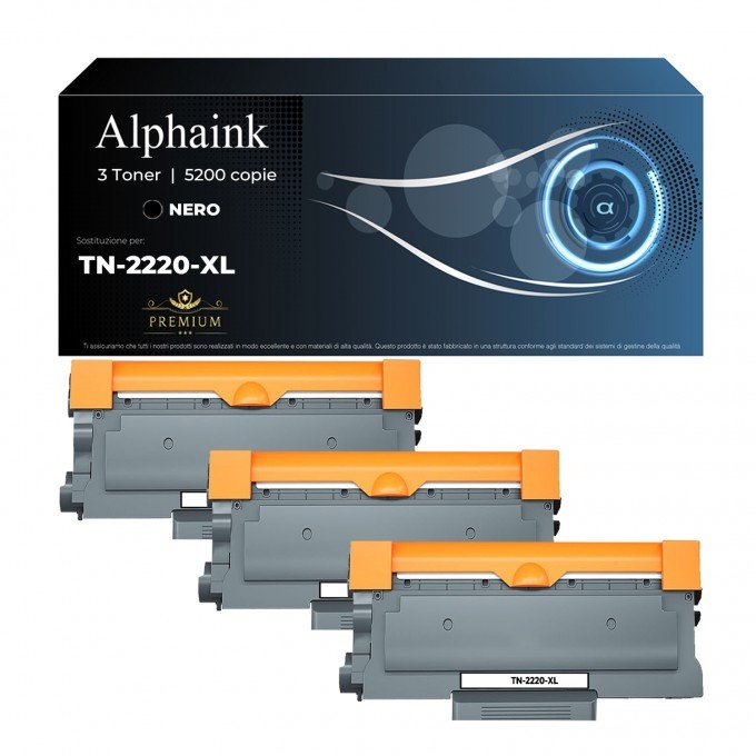 3 Toner Brother TN-2220XL TN-2010XL Nero Compatibili 3 Toner Brother TN-2220XL TN-2010XL Nero Compatibili