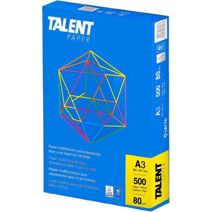 Talent Paper Carta A3 Premium 80gr - Confezione da 1 risma da 500 Fogli - bianca Talent Paper Carta A3 Premium 80gr - Confezione da 1 risma da 500 Fogli - bianca
