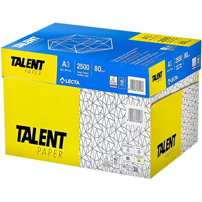 Talent Paper Carta A3 Premium 80gr - Confezione da 5 risme da 500 Fogli - bianca Talent Paper Carta A3 Premium 80gr - Confezione da 5 risme da 500 Fogli - bianca