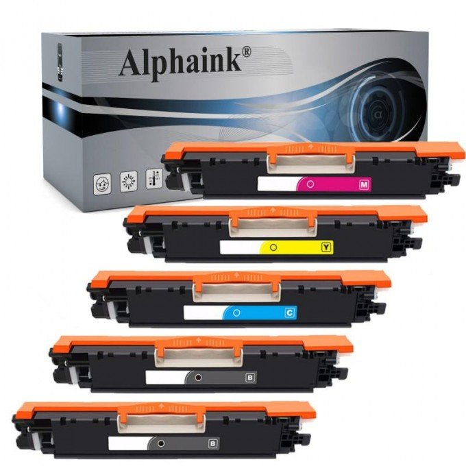 5 Toner HP CE310 126A Nero + Colore Compatibile 