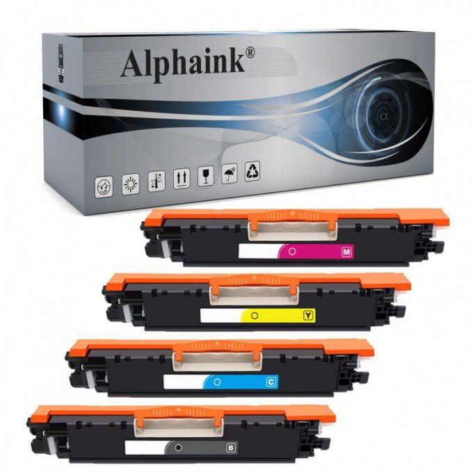 4 Toner HP CE310 126A Nero + Colore Compatibile 