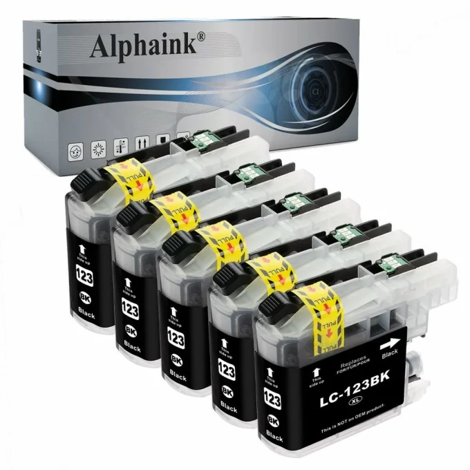 5 Compatibili Brother LC123-BK LC121 Nero Compatibile 5 Compatibili Brother LC123-BK LC121 Nero Compatibile