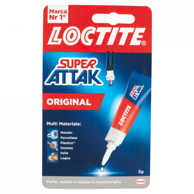 Loctite Super Glue-3 Colla Trasparente Istantanea Originale 3gr - Formula Tripla Resistenza - Asciuga in 3 Secondi - Tappo Anti-intasamento