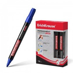 12 Pennarelli permanenti Erichkrause P-200 - Punta a forma di proiettile - Resistente all'acqua e ai raggi UV - Colore blu